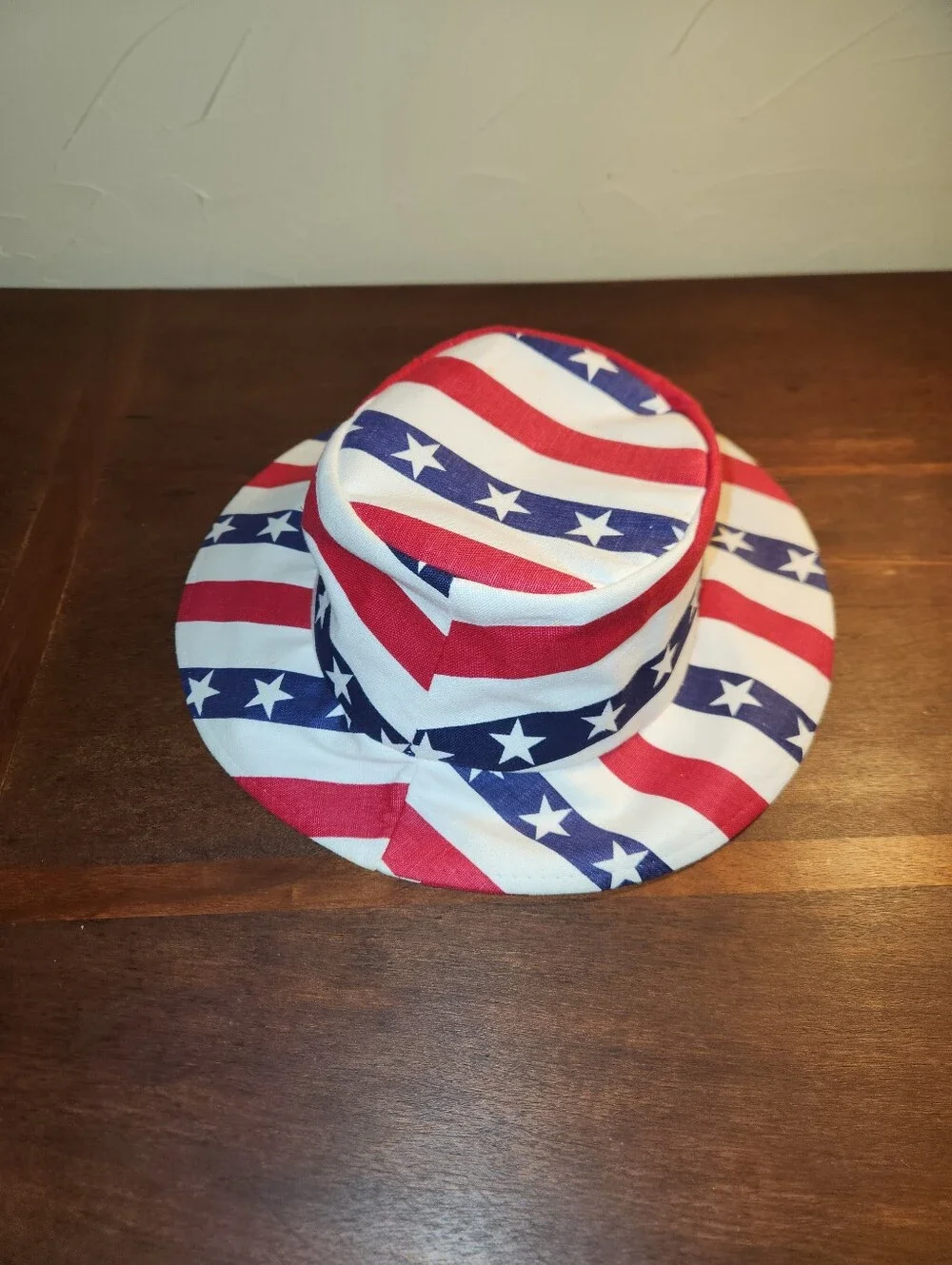 Vintage Patriotic Stars & Stripes Wide-Brim Hat - Red White Blue